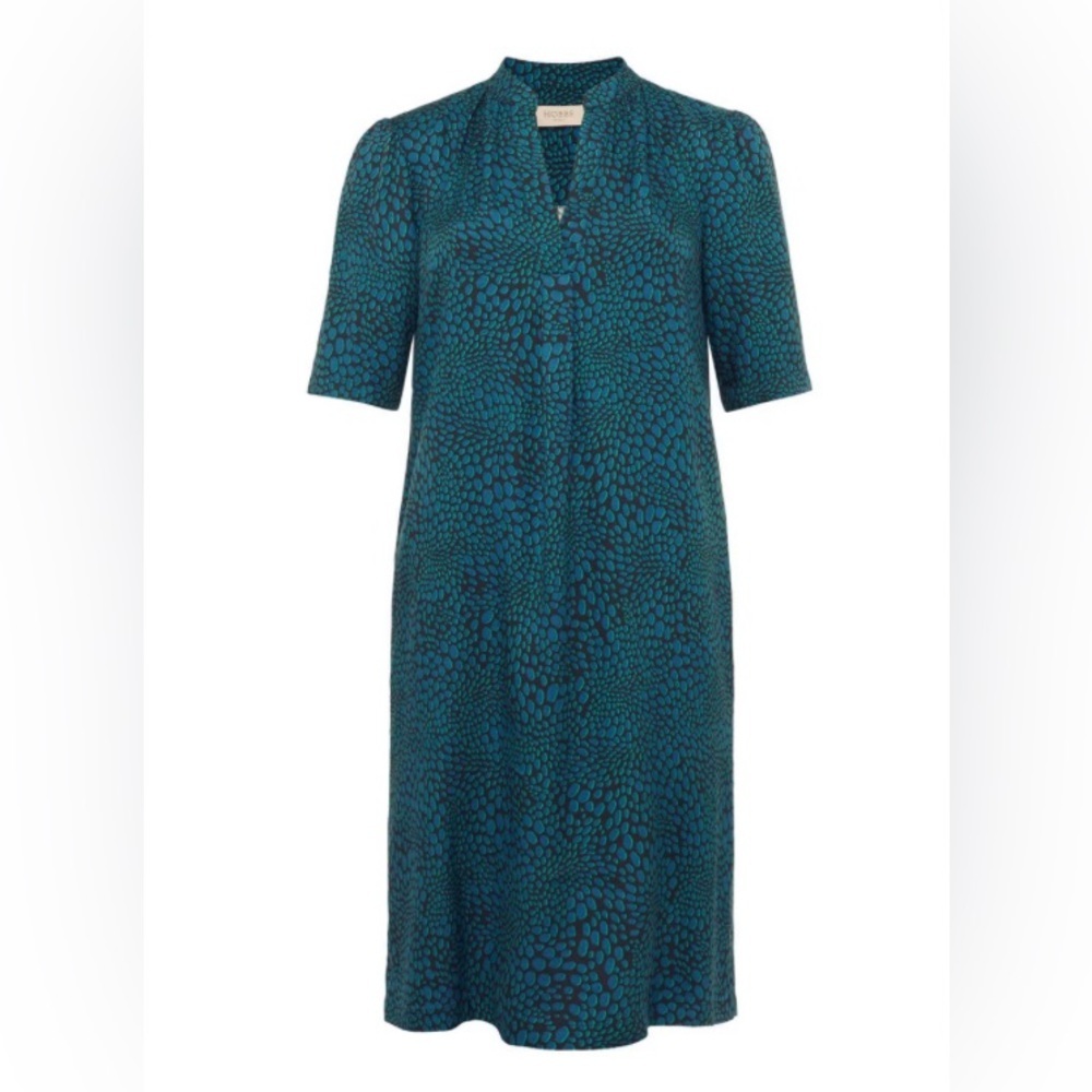 HOBBS LONDON Lucille Tunic Knee Graphic Dot Navy Aegean Dress Size US 2